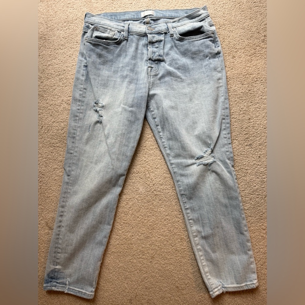 7 for all mankind Josefina Light Blue Distressed Women Jeans sz 32